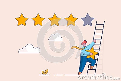 Evaluation rank concept. 5 stars rating review high quality and good business reputation, customer feedback or credit Vector Illustration