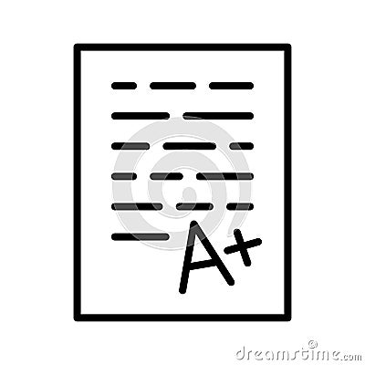 Evaluation system. Letter grade from a teacher.A examination result grade sign. Test Vector Illustration