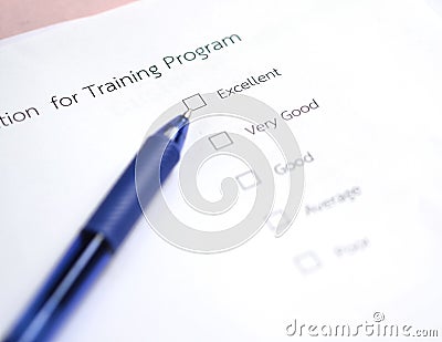 Evaluation training program survey Stock Photo