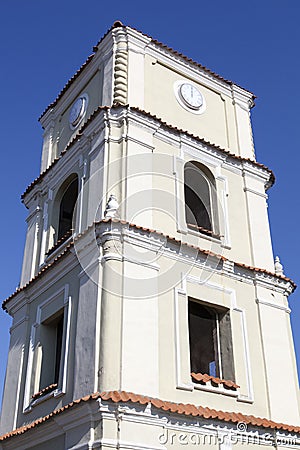 Evangelic Church Clock Stock Photo