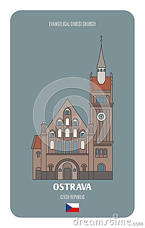 Evangelical Christ Church in Ostrava, Czech Republic Vector Illustration