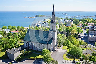 Evangelical Lutheran Church of Hanko on a sunny June day. Finland Stock Photo