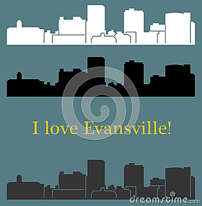 Evansville, Indiana Vector Illustration