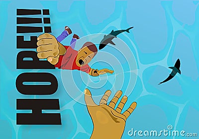 Helping hand Cartoon Illustration