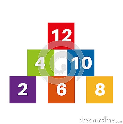 Even number blocks vector illustration on a white background Cartoon Illustration