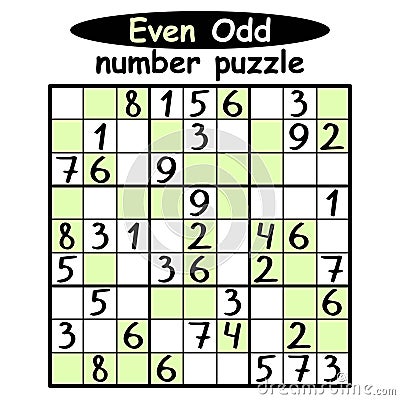 Even-Odd sudoku game for children vector illustration Vector Illustration