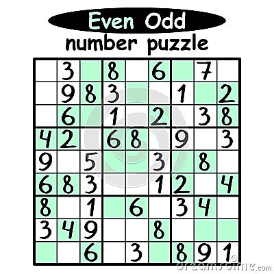 Even-Odd sudoku game nine by nine vector illustration Vector Illustration