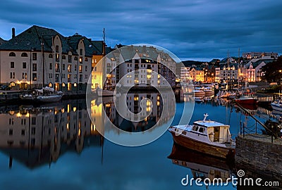 Evening in Alesund Stock Photo