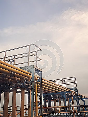 Evening atmosphere in the industrial factory area Stock Photo