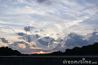 A evening with beautiful sunset and clouds Stock Photo