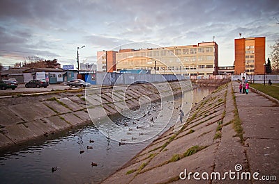 Evening city landscape. Editorial Stock Photo