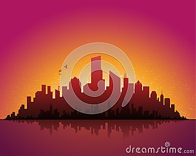 Evening cityscape Vector Illustration