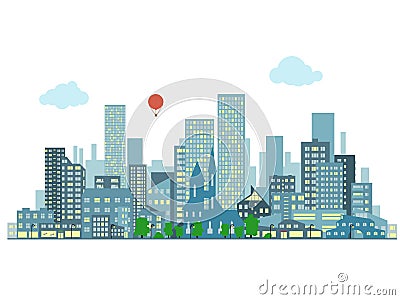 Evening cityscape Vector Illustration