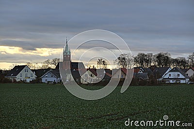 Evening Cloudscape Over Ottersleben Stock Photo