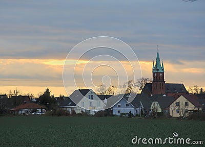 Evening Cloudscape Over Ottersleben Stock Photo