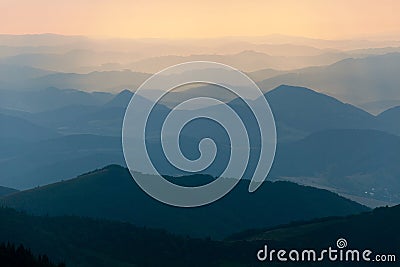 Evening colored view of blue horizons Stock Photo