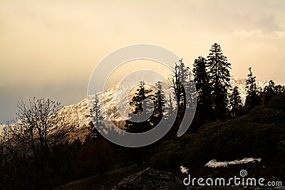 Evening colours in the Himalayas, India Stock Photo