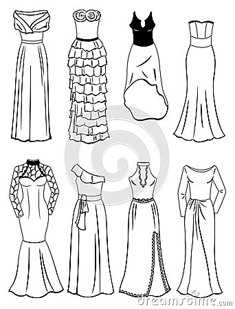 Evening dresses Vector Illustration