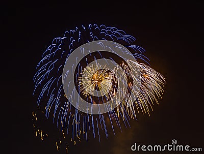 The evening fireworks in the sky in honor of celebration of Victory Day Stock Photo