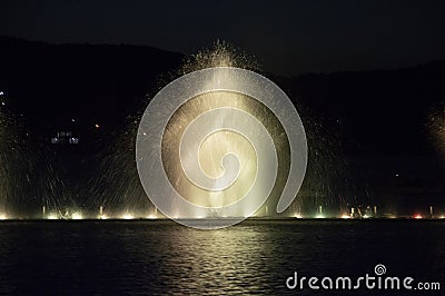 Evening fountain show in Russia light water Editorial Stock Photo