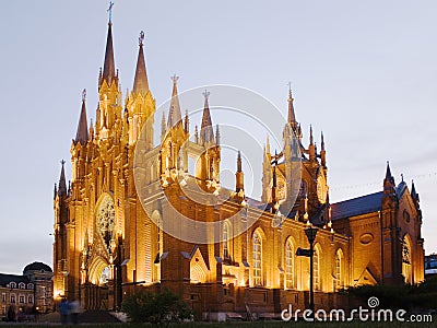 Evening gothic temple Stock Photo