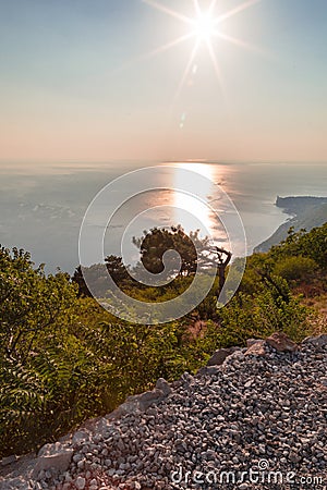 Evening in the gulf of trieste Stock Photo