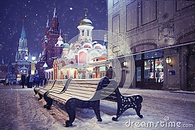 Evening Ñhristmas city Stock Photo