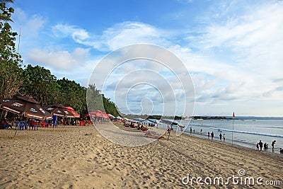 Kuta Beach in the evening in Bali, Indonesia. Editorial Stock Photo