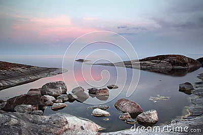 Evening on Ladoga lake Stock Photo