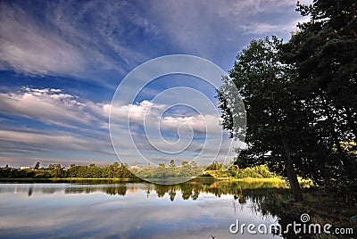 Evening by the lake Stock Photo