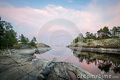 Evening landscape of scenic Karelia republic nature. Stock Photo