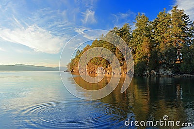 Evening Light on Roe Island at Pender Island, Gulf Islands National Park, British Columbia, Canada Stock Photo