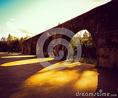 evening lights, archs, warm light Stock Photo