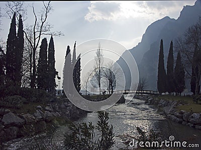 Evening mood at Riva on Lake Garda Stock Photo