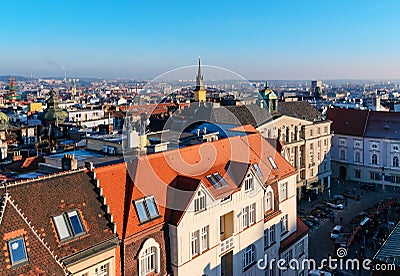 Evening over the Brno in christmas time. Stock Photo