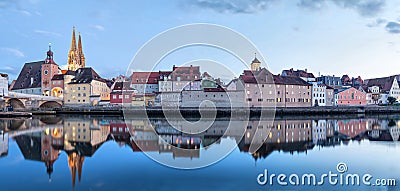 Evening panorama of Regensburg Stock Photo