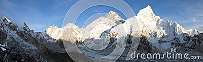 Evening panoramic view of Mount Everest from Kala Patthar Stock Photo