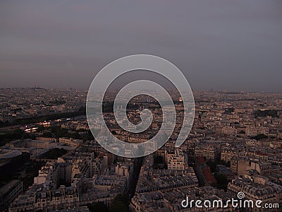 Evening Paris view from the Eiffel tower Stock Photo