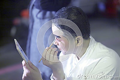 Evening performance beijing opera actor make-up Editorial Stock Photo