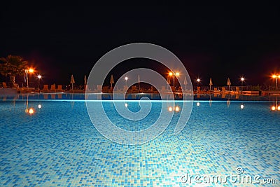 In evening pool under open-skies Stock Photo