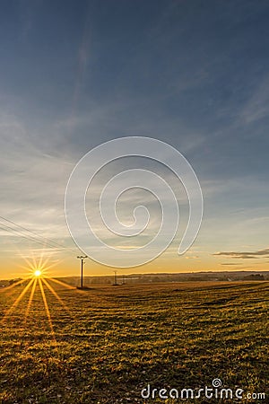 Evening scene of autumn field Stock Photo