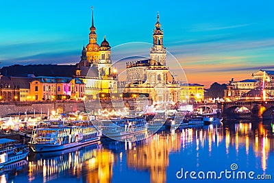 Evening scenery of the Old Town in Dresden, Germany Stock Photo