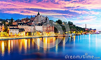 Evening scenery of the Old Town in Stockholm, Sweden Stock Photo