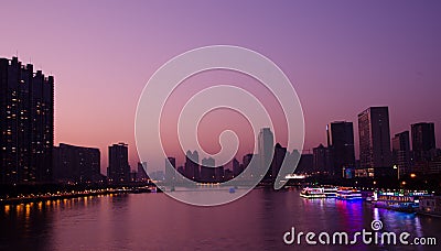 Evening scenery of pearl river in GuangZhou China Editorial Stock Photo