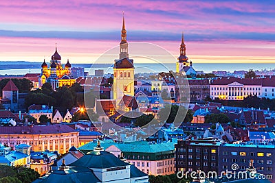 Evening scenery of Tallinn, Estonia Stock Photo