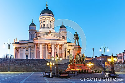Evening Senate Square, Helsinki, Finland Stock Photo