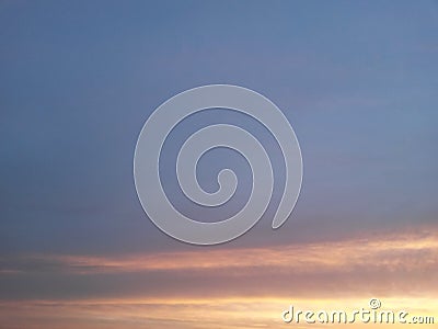 Evening Sky blue snd orange with clouds Stock Photo