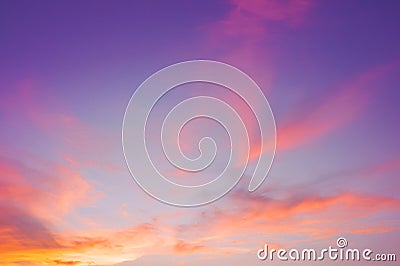 Evening sky with cloud purple,pink,ultra violet and orange sunset sky backdrop. Beautiful natural of sky abstract or background. S Stock Photo