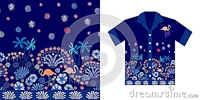 Evening sky. Hawaiian shirt design. Vector Illustration