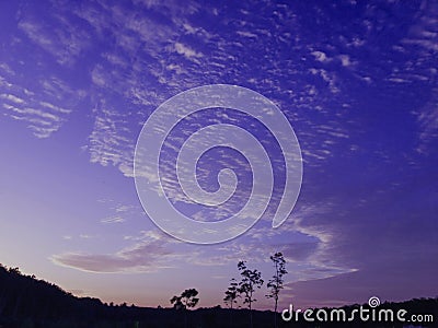 Clouds were floating across the blue sky. Stock Photo